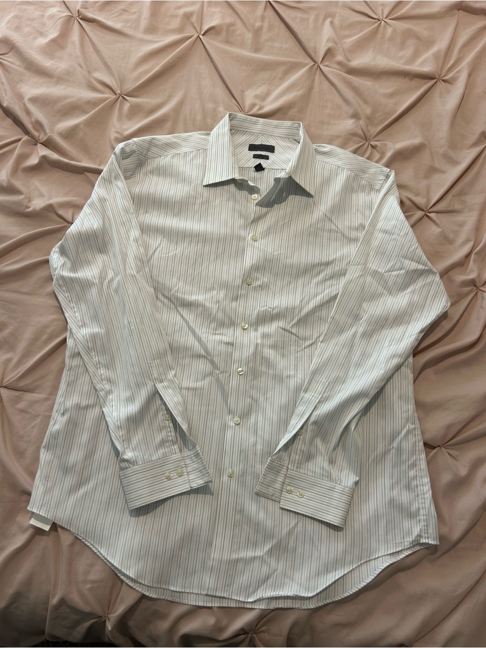 Calvin Klein Slim Fit Non-Iron Dress Shirt 18 36/37 Tall Striped